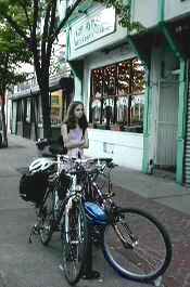 Sarah and bikes at Wapo Taco