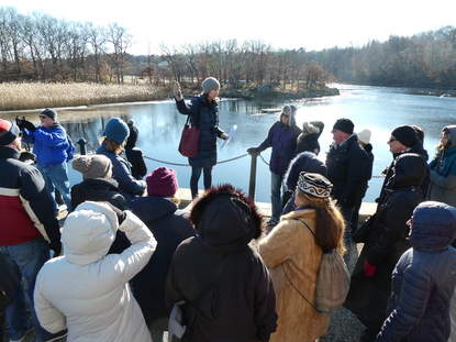 Laurie discussing Milton Landing 